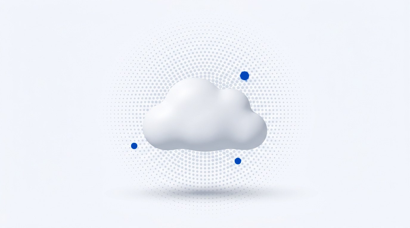 Ilustración de una nube sobre una trama de puntos.